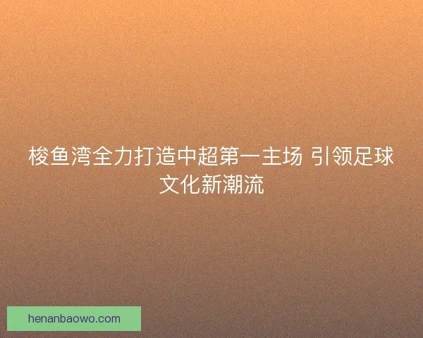 梭鱼湾全力打造中超第一主场 引领足球文化新潮流